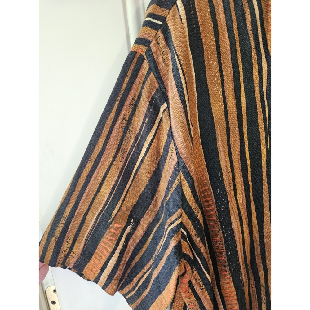 Alan Stuart Vintage Abstract Striped Button Front Shirt Women's XL Brown... - Picture 3 of 6